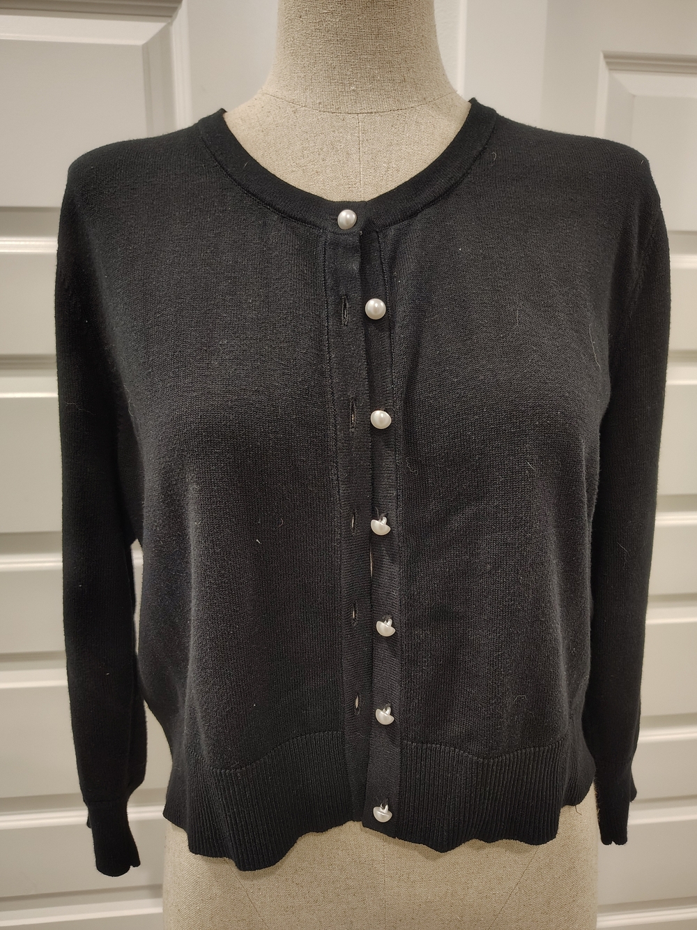 Karl Lagerfeld Black Cardigan with Pearl Buttons